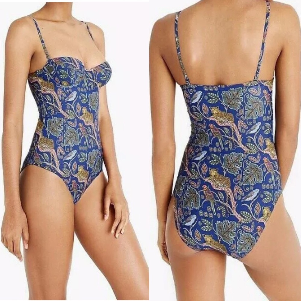 NWT J.Crew Sz 4 Underwire Swimsuit Leopard Jungle - Picture 1 of 8